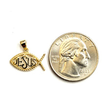 Load image into Gallery viewer, 14k yellow gold Ichthus Fish Jesus pendant charm religious fine jewelry 1g
