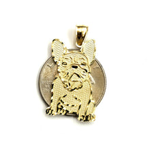 Load image into Gallery viewer, Solid 10k yellow Gold French bulldog Pendant charm diamond cut fine jewelry 2.5g
