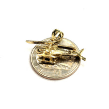 Load image into Gallery viewer, 14k yellow Gold solid Helicopter Aviation 3D pendant charm fine jewelry 3g
