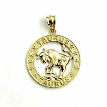 Load image into Gallery viewer, 14k yellow solid Gold round Taurus bull zodiac Pendant charm fine jewelry 2.6g
