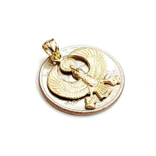 Load image into Gallery viewer, New 14k yellow Gold Scarab Egyptian falcon Pendant charm gift fine jewelry 1.8g
