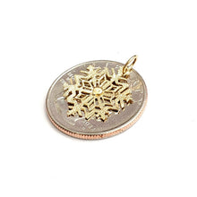 Load image into Gallery viewer, 14k Yellow Gold Winter SnowFlake Pendant charm gift for her fine jewelry 0.8g

