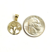 Load image into Gallery viewer, 10k Yellow gold round tree of life lucky pendant charm fine Jewelry gift 1.3g
