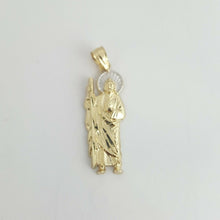 Load image into Gallery viewer, 14k solid Gold two tone saint Jude juda Pendant charm fine religious gift 1.3g
