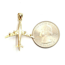 Load image into Gallery viewer, 14k yellow Gold solid Airplane Aviation 3D pendant charm gift fine jewelry 3.4g
