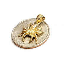 Load image into Gallery viewer, New 14k yellow Gold solid Spider Pendant charm fine jewelry 2.1g
