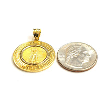 Load image into Gallery viewer, 14K Gold Greek Key pendant genuine 5 dollar 1/10 oz 22k American eagle coin 7.2g
