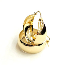 Load image into Gallery viewer, 14k yellow Gold Plain Hoop Earrings Wide Round Shiny fine jewelry for women 5g
