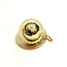 Load image into Gallery viewer, 14k yellow gold 3D SPINNING round globe planet earth world map pendant 0.75" 2.9g
