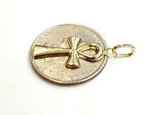 Load image into Gallery viewer, 14k yellow gold tiny Egyptian ankh cross pendant religious fine jewelry 0.7g

