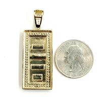 Load image into Gallery viewer, 14k Yellow Gold 999.9 fine gold bar brick bar 1kg Pendant cubic zirconia 7.6g
