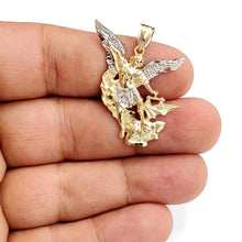 Load image into Gallery viewer, 14k two tone gold saint Michael pendant charm fine religious gift jewelry 3g
