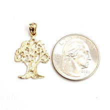 Load image into Gallery viewer, New 14k yellow gold Oak tree lucky pendant charm gift unisex fine jewelry 1.8g
