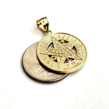 Load image into Gallery viewer, 14k yellow Gold 0.98" Round Tetragrammaton Protection Pendant Fine jewelry 5g
