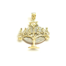 Load image into Gallery viewer, 14k yellow gold Menorah star of David Jewish Israel Charm pendant religious 3.2g
