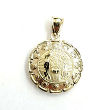 Load image into Gallery viewer, New 10k yellow gold hollow two sided Jesus &amp; virgin Guadalupe pendant 0.88" 3.4g
