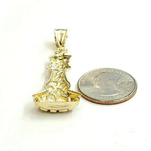 Load image into Gallery viewer, 10k yellow Gold nugget king chess piece Pendant charm diamond cut jewelry 4.2g
