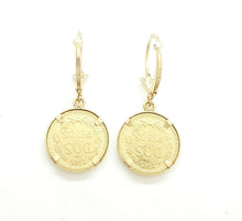 Load image into Gallery viewer, 14k yellow Gold coin Earrings lever Back fine gift jewelry for women 4.3g
