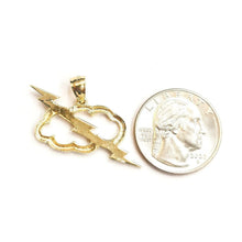 Load image into Gallery viewer, New 14k yellow gold cloud lightning bolt thunder pendant charm fine jewelry 3.1g
