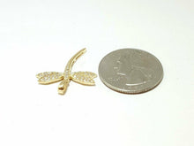 Load image into Gallery viewer, New 14k yellow Gold dragonfly Pendant gift cubic zirconia fine jewelry 1.6g
