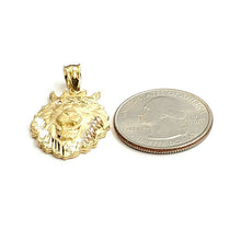 Load image into Gallery viewer, 14k yellow Gold lion head face crown Leo zodiac Pendant charm fine jewelry 4.2g
