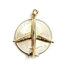 Load image into Gallery viewer, 14k yellow Gold solid Airplane Aviation 3D pendant charm gift fine jewelry 3.4g

