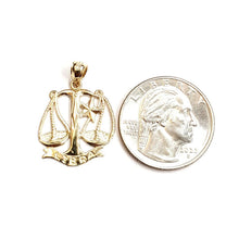 Load image into Gallery viewer, New 14k yellow Gold libra zodiac sign scale Pendant charm gift fine jewelry 1.7g
