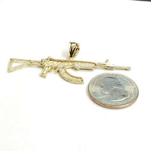 Load image into Gallery viewer, 14k yellow Gold AK-47 machine gun military rifle Pendant charm fine gift 3.8g
