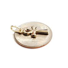 Load image into Gallery viewer, 14k yellow gold tiny Egyptian ankh cross hollow pendant religious jewelry 0.7g
