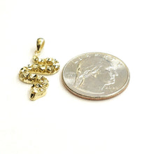 Load image into Gallery viewer, 14k yellow gold Rattle snake reptile Pendant charm diamond cut fine jewelry 1.7g
