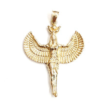 Load image into Gallery viewer, 14k yellow solid Gold Egyptian isis winged goddess Pendant fine jewelry 10.6g
