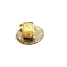 Load image into Gallery viewer, 10k yellow Gold 3D dice Pendant charm gamble Vegas gift sport fine jewelry 2.6g
