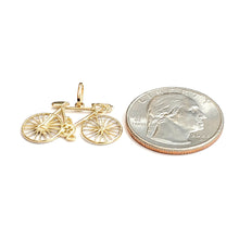 Load image into Gallery viewer, 14k Gold bicycle Pendant charm double sided sport biker gift fine jewelry 1.5g
