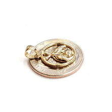 Load image into Gallery viewer, 14k yellow Gold Round Bowling ball Pins Pendant charm sport fine jewelry 1.6g
