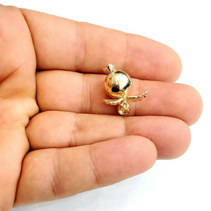14k yellow gold 3D pomegranate Granada fruit anar pendant fine jewelry 5.1g