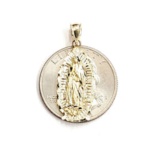 Load image into Gallery viewer, 14k yellow gold virgin Mary Guadalupe pendant diamond cut religious jewelry 2.5g
