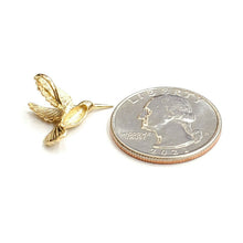 Load image into Gallery viewer, New 14k yellow Gold solid 3D Hummingbird Pendant charm gift fine jewelry 1.9g
