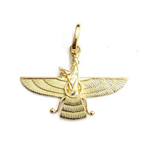 Load image into Gallery viewer, 18k yellow gold Farvahar Faravahar Persian Ahoura Mazda Zoroastrian pendant 2.7g
