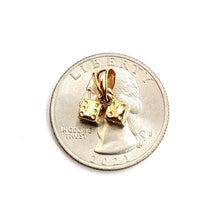 Load image into Gallery viewer, 14k yellow Gold tiny 3D double dice Pendant charm gamble Vegas fine jewelry 1.9g
