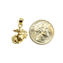Load image into Gallery viewer, New 14k yellow gold Tiny US Marine Corps Emblem pendant Fine Jewelry Unisex 2.4g
