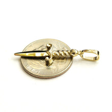 Load image into Gallery viewer, New 14k yellow Gold dagger knife 3D Pendant charm Unisex Gift fine jewelry 2.3g
