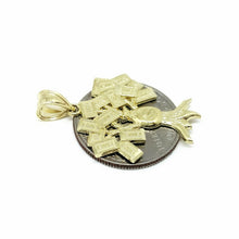 Load image into Gallery viewer, 10k yellow gold 100 dollar sign money bag tree lucky pendant charm gift 2.4g
