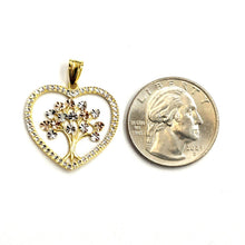 Load image into Gallery viewer, 14k Tri Color gold Heart tree of life lucky pendant charm fine gift for her 2.2g
