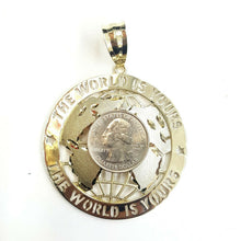 Load image into Gallery viewer, 10k yellow gold round globe planet earth world map pendant jewelry 2.26" 15.1g
