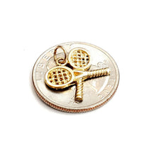 Load image into Gallery viewer, 14k yellow Gold Tiny Tennis Racket Pendant charm sport game fine jewelry 1.5g
