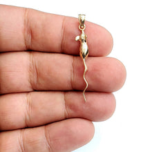 Load image into Gallery viewer, 14k yellow Gold long tail mouse rat Pendant animal charm gift fine jewelry 1.5g
