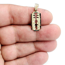 Load image into Gallery viewer, New 14k yellow gold razor blade pendant charm Fine Jewelry Gifts unisex 1.3g
