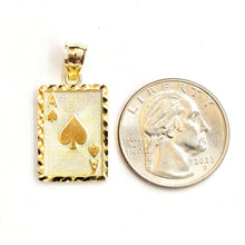 Load image into Gallery viewer, 10k yellow Gold Ace of spade Pendant playing card gambling fine jewelry 2.3g
