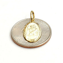 Load image into Gallery viewer, New 14k solid yellow gold oval saint Christopher pendant charm fine jewelry 1.5g
