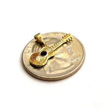 Load image into Gallery viewer, 14k yellow Gold solid Tiny Guitar Pendant gift music instrument fine jewelry 0.9g
